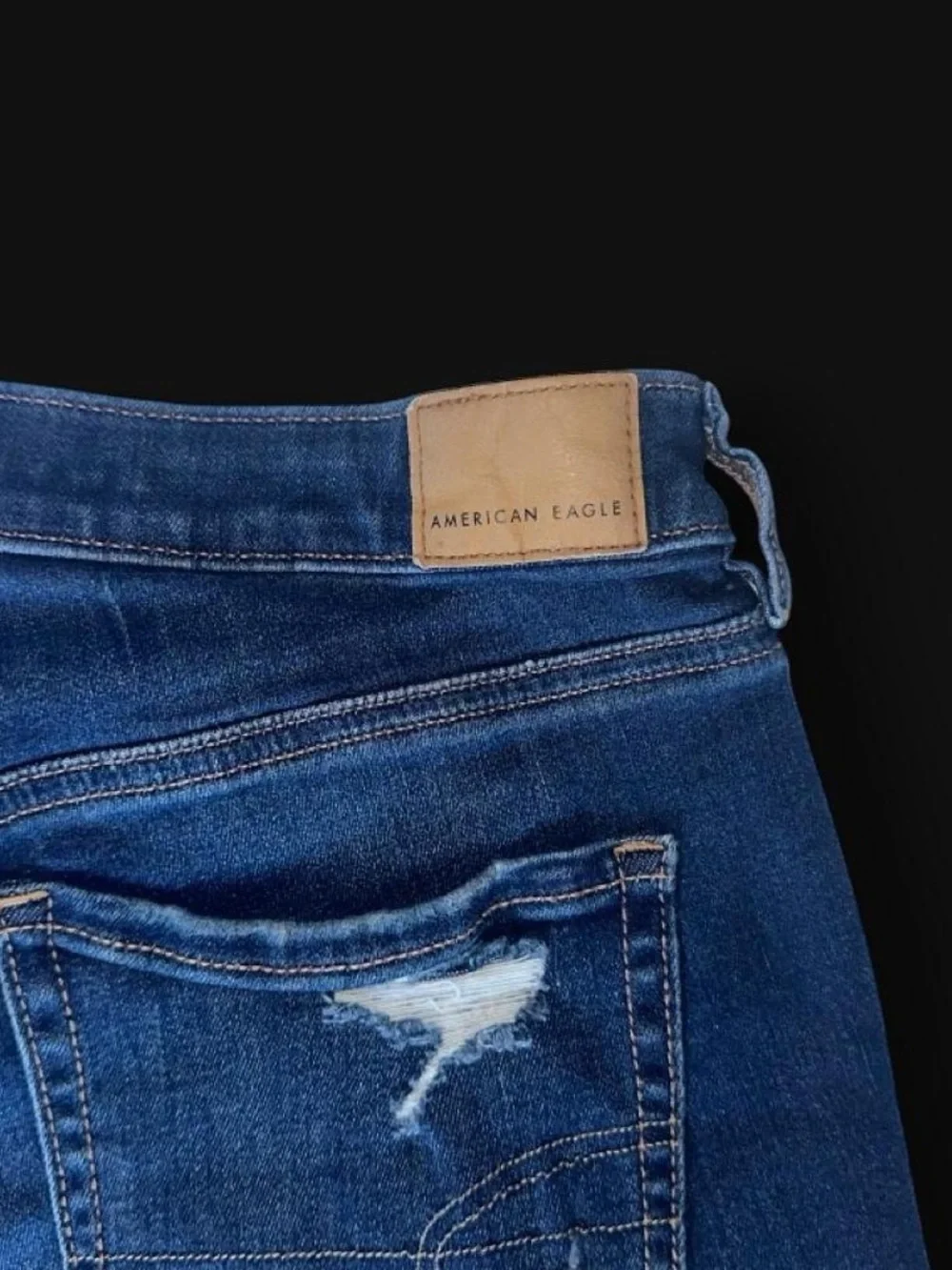 American Eagle AE Dark Blue Ripped Distressed Next Level Denim Short Shorts
